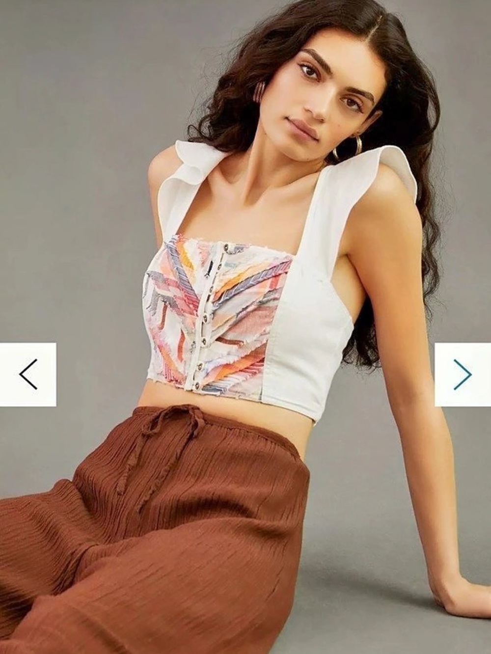 Anthropologie Pilcro Abstract Print Tie-Back Crop Top sz L
